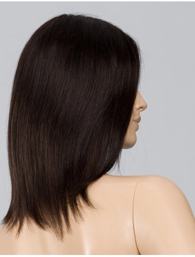 Perruque Prestige Deluxe Ellen Wille en cheveux naturels, teinte Espresso Mix – sur tête de mannequin