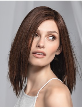 Perruque Trinity Plus Deluxe Ellen Wille en cheveux naturels, teinte Darkchocolate Mix – portée