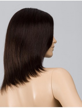 Perruque Trinity Plus Deluxe Ellen Wille en cheveux naturels, teinte Espresso Mix – sur tête de mannequin