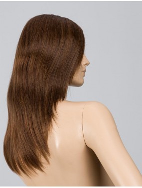 Perruque Zora Mono Ellen Wille en cheveux naturels, teinte Chocolate Mix – sur tête de mannequin