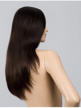 Perruque Obsession Deluxe Ellen Wille en cheveux naturels, teinte Espresso Mix – sur tête de mannequin