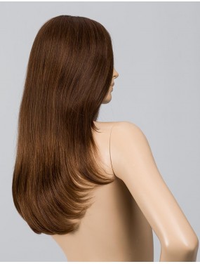 Perruque Obsession Deluxe Ellen Wille en cheveux naturels, teinte Chocolate Mix – sur tête de mannequin