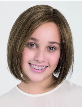 Perruque enfant Eli Ellen Wille Power Kids – carré lisse châtain, vue de face