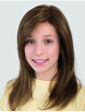 Perruque enfant Sara Ellen Wille Power Kids – cheveux longs lisses châtains, vue de face