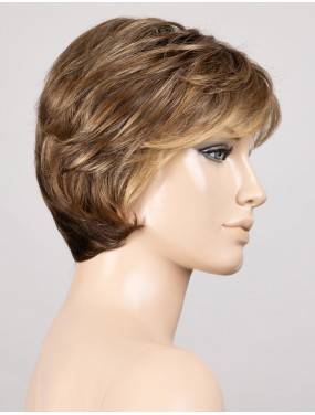 Perruque Posh Deluxe Ellen Wille – teinte Bernstein Rooted sur mannequin, vue de profil