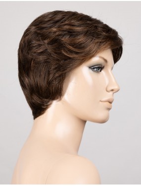 Perruque Posh Deluxe Ellen Wille – teinte Chocolate Mix sur mannequin, vue de profil