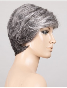 Perruque Posh Deluxe Ellen Wille – teinte Salt/Pepper Mix sur mannequin, vue de profil