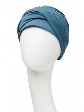 Bonnet Mila en coton, coloris bleu Atlantis, vu de face